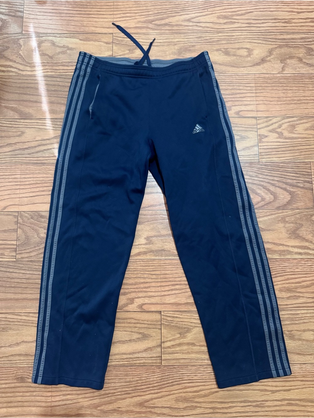 Adidas Navy Track Pants with Side Stripes